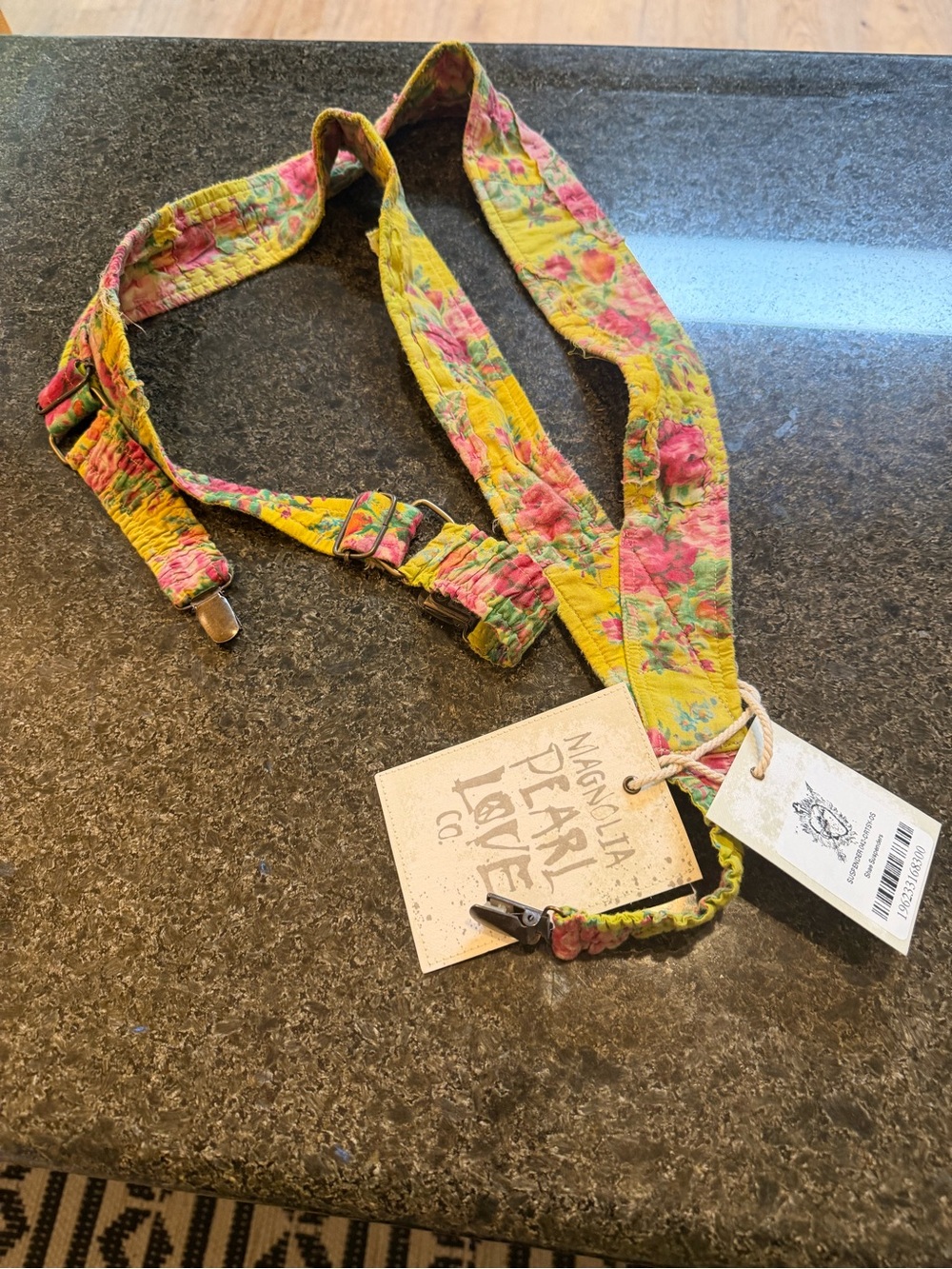 Magnolia Pear Floral 🛍️ Yellow Pink Shae Suspenders NWT - Crtsy - Picture 4 of 5